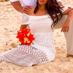 White, off the shoulder maxi sundress